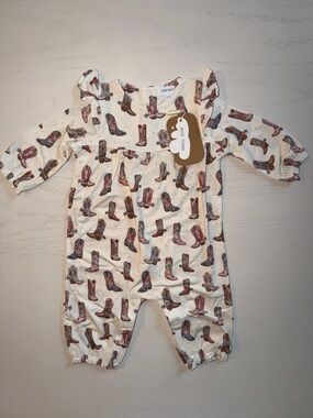 Angel Dear Future Cowgirl Boots Ruffle Romper 0-3 12-18 18-24 months